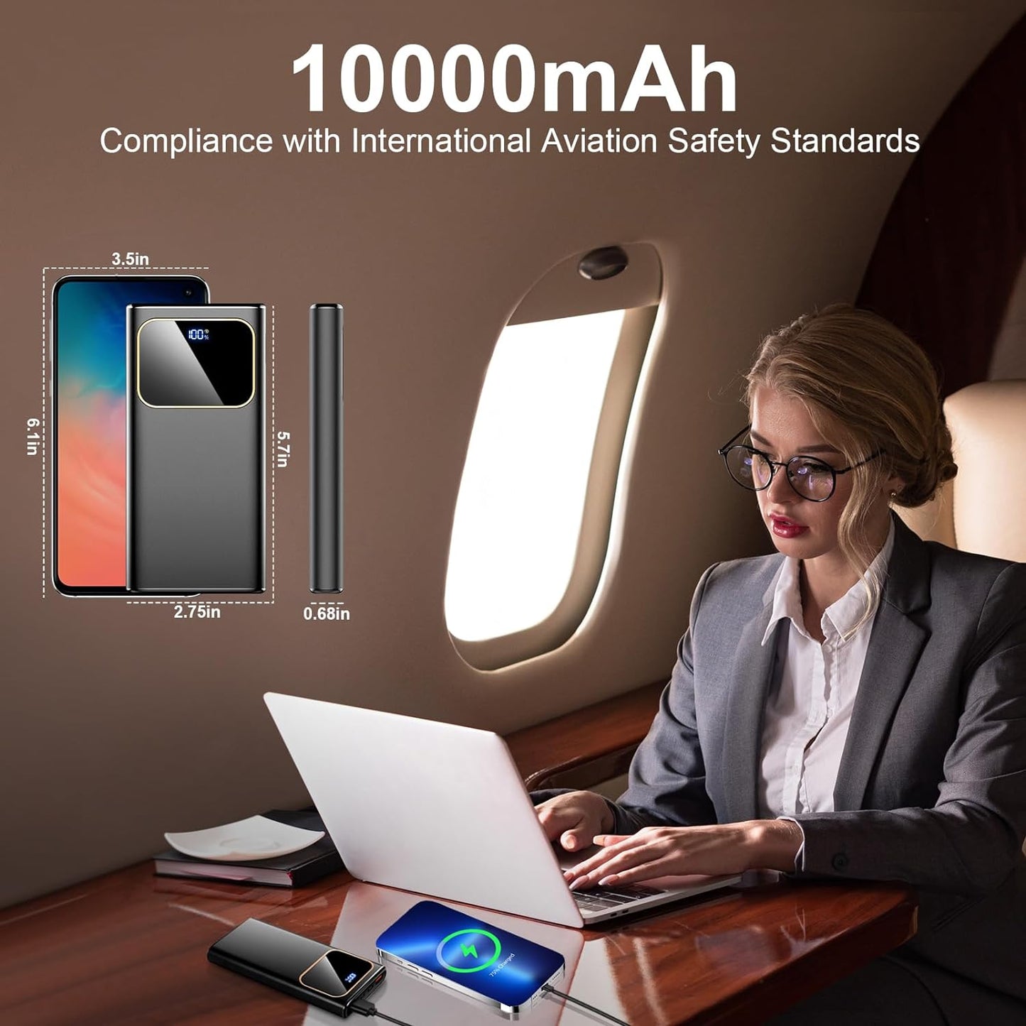 Power Bank Fast Charging 10000Mah, 22.5W Portable Charger USB C Input & Output Powerbank with LED Display, PD3.0 QC4.0 Phone Battery Pack for Iphone16/15/14/13/12, Samsung, Huawei, Android and More